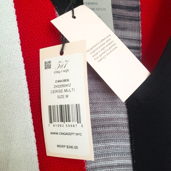 NWT Cinq a Sept Stara Midi Knit Bodycon Dress in Cerise Multi - Picture 7 of 8